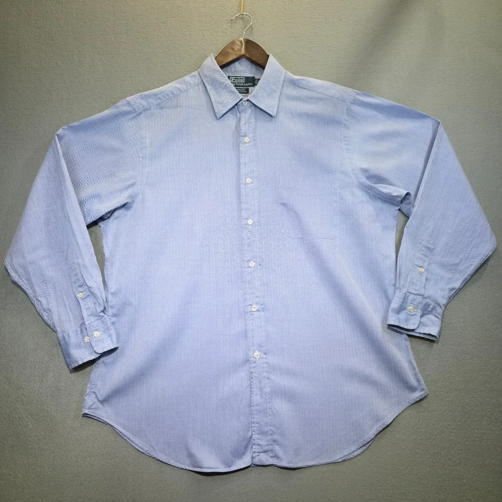 Polo‎ by Ralph Lauren Andrew Men's Blue Long Sleeve Dress Shirt Size 16.5-34/35